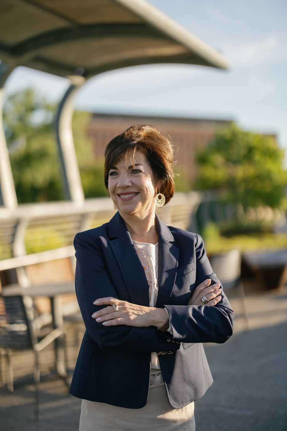 Sharon Kolb on the patio
