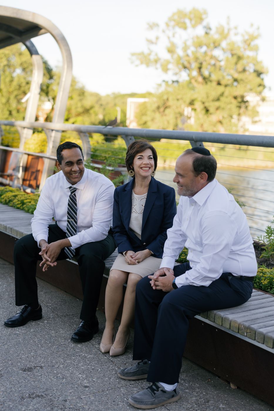Candid moment on the bench